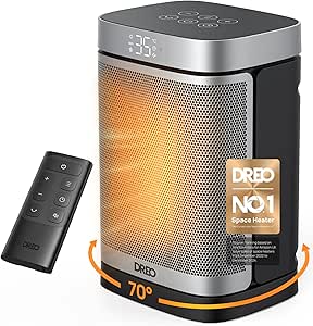 Dreo Electric Space Heater, 70° Oscillating Portable Heaters for Home, 1500W PTC Ceramic Heater with Thermostat, Remote Control, 3-Mode 3-Speed, 1-12H Timer, Overheat & Tip-Over Protection, ECO-Mode