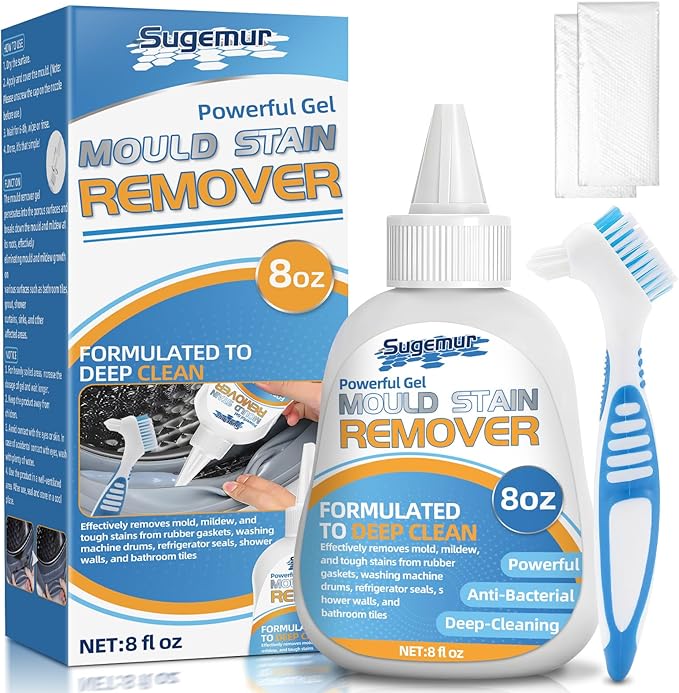 Mould Remover Gel, Large Capacity Mould Gel Cleaner, Gentle Household Mildew and Stain Remover for Washing Machine Seals, Bathroom Tiles, Kitchen Sinks, Grout, and Stains, 8 fl oz