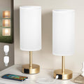 Aooshine Bedside Lamps Set of 2, Dimmable Lamp with White Shade, Small Touch Lamps for Living Room, Gold Base(Bulbs Included)[Energy Class F]