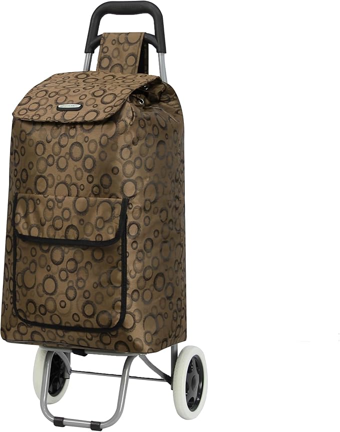 ARIANA Lightweight 2 Wheel Large Shopping Trolley Shopping Cart Grocery Bag Shopper - ST54 (Circles-Brown)
