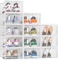 Shoe Storage Shoe Boxes,12 pcs Clear Shoe Organizer Plastic Stackable Containers with Lids for Women/Men