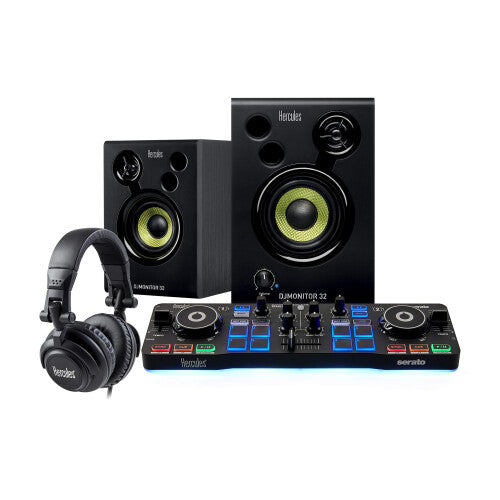Hercules DJStarter Kit ? Complete DJ Bundle with DJControl Starlight, Monitor 32 Studio Monitors, and HDP DJ45 Headphones