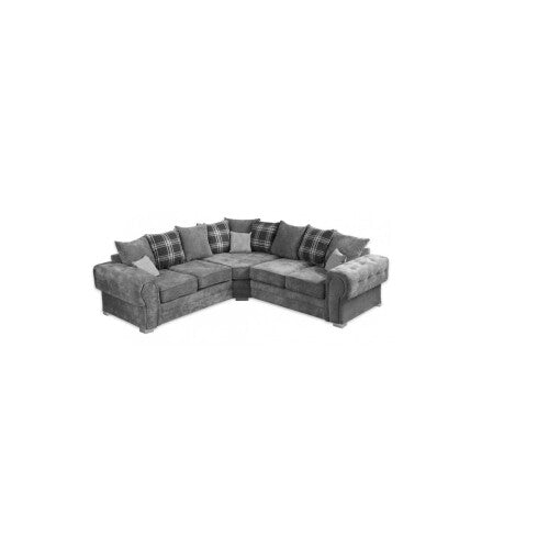 Verona Scatter Back 2c2 Corner Sofa Grey Chenille Fabric