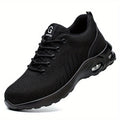 (Black, 11) Men's Steel Toe Puncture Proof Anti-skid Work Safety Shoes, Breathable Industrial Construction Sneakers