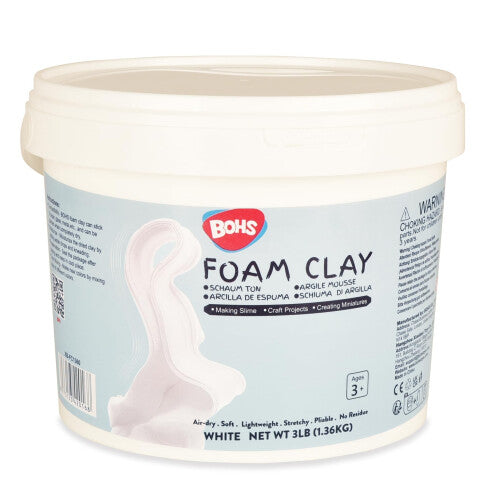 BOHS White Squishy and Modeling Soft Clay Pro, Air Dry, for Arts & Crafts Project,3 Pound/ 1.36 KG