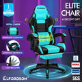 ELFORDSON Gaming Office Chair Massage Large Pillow Racing Cyan