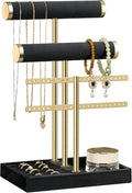 3 Tier Bracelet Holder Display - Detachable T Bar Black Velvet Bracelet Holder, Jewelry Holder Organizer for Bracelet, Necklace, Watches, Rings