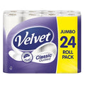 Velvet Classic Quilted Toilet Paper Bulk Buy, 24 White 3 ply Toilet Tissue Rolls, 24 Count (Pack of 1)