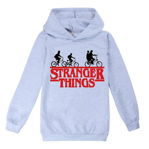 (Grey, 9-10 Years) 9-14 Years Kids Stranger Things Print Hoodies Long Sleeve Hooded Sweatshirt