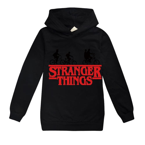 (Black, 13-14 Years) 9-14 Years Kids Stranger Things Print Hoodies Long Sleeve Hooded Sweatshirt