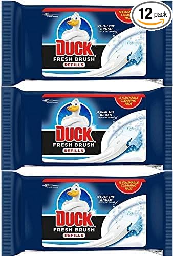 36 Refills Packs Flushable Cleaning Pads of Duck Toilet Cleaner Fresh Brush Refills (3x12)