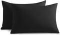 Yorkshire Bedding Pillow Cases 2 Pack - Brushed Microfiber Housewife Pillowcase Hypoallergenic Pillow Cover Standard Size with Envelope Closure (Black, 50 x 75 cm)