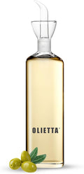 Olietta Oil Dispenser Borosilicate Glass Olive Oil Bottle - 500ml Non Drip Dispenser - Leak Proof Pourer Vinegar Drizzler - Easy Clean Drip Free Bottles for Kitchen