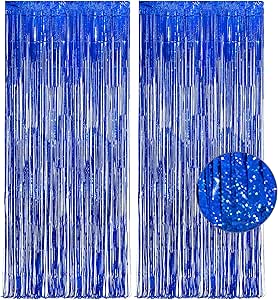 Dark Blue Tinsel Backdrop Curtain - GREATRIL Party Streamers Backdrop Foil Fringe Curtains for Birthday/Bachelorette/Bridal Shower/Wedding/Engagement Decorations - 1m x 2.5m - Pack of 2
