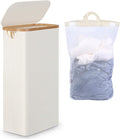 efluky Slim Laundry Basket with Lid, Tall Narrow Washing Basket for Laundry, Folding Small Slimline Laundry Baskets for Dirty Clothes, 63L Cloth Storage Basket Beige