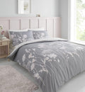 Catherine Lansfield Meadowsweet Floral Reversible King Duvet Cover Set with Pillowcases Grey Pink