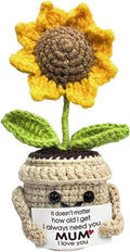 Mini Birthday Gifts for Mum, Mum Gifts from Daughters and Son, Handmade Crochet Cute Small Sunflower Gifts, Gift for Mum from Daughter, Son, Mothers Day for Mum