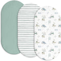Baby Mattress Cover, Fitted Sheet, Pack of 3, 100% Muslin Cotton,Oeko-Tex 100,Muslin Bassinet Sheets,Bassinet Cover,Pram Mattress Cover,83 x 43 x 12 cm,Fitted Sheet for Prams(Farm life)