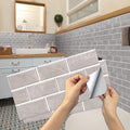 12 Sheets Grey Tile Stickers, Peel and Stick Vinyl Backsplash Tiles Self Adhesive Waterproof