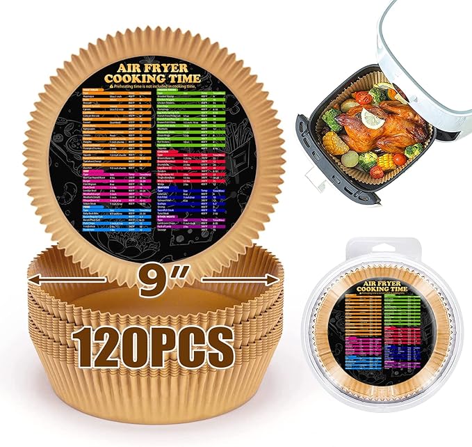 Air Fryer Liners for Ninja 3.8L AF100UK, Airfryer Liners Round 9 Inch Disposable Air Fryer Parchment Paper Liners, Oil-Proof, Water-Proof, Food Grade Baking Paper for Air Fryer Roasting Microwave Oven