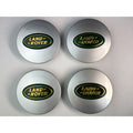 Set of 4 Silver & Green Land Rover alloy wheel caps 63mm