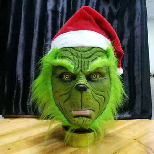 Grinch Latex Mask How the Grinch Stole Horror Helmet Christmas Cosplay