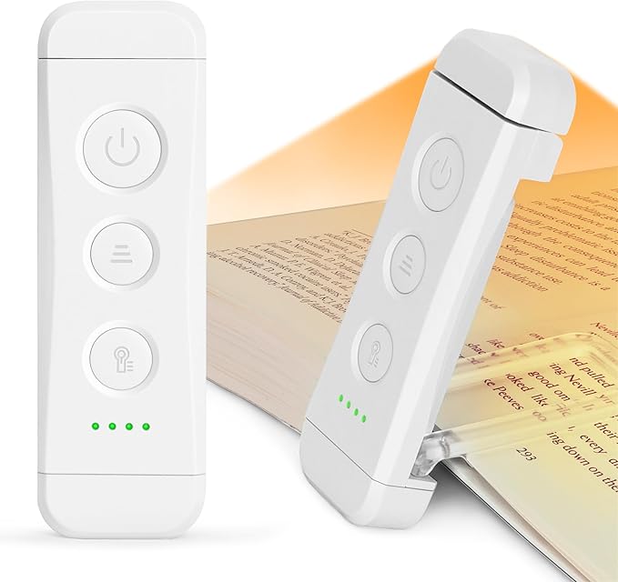 Glocusent Reading Light Book Light Clip On, Eye Caring Reading Lights for Books in Bed, 3 Colours & 5 Brightness Dimmable, Portable & Flexible, Long Lasting up to 80 hrs, Perfect for Book Lover