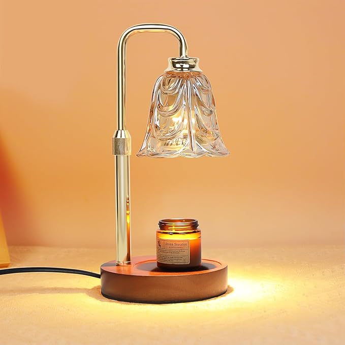 Candle Warmer Lamp with Timer Electric Adjustable Height Candle Warmer Dimmable Wax Warmer Lamp Jar Candles with 2 Bulbs for Home Decor & Office[Energy Class A+++]