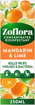 Zoflora Mandarin & Lime Concentrated Multipurpose Disinfectant Liquid, Antibacterial & Multi-Surface, Pet Safe Disinfectant, Kills 99.9% Of Bacteria & Viruses, 1 X 250 ml