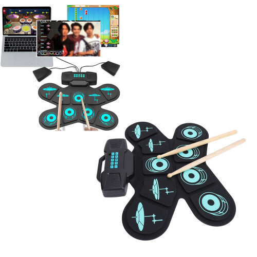 Lightweight WG500 Drum Kit: 9 Pads w/ Stereo Speakers & Accessories