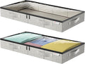 Underbed Storage Bags, Under Bed Storage Box with Reinforced Handle and Lid, Sturdy Sidewalls/Bottom for Clothes, Duvets, Comforters, Blanket, Bedding Thick Fabric with Clear Window, 2Pack