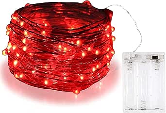 BOLWEO Battery Powered Fairy String Lights, 3M 30LEDs,Red Ambiance Lighting for Christmas，New Year's Eve，Valentines Day Decoration[Energy Class G]