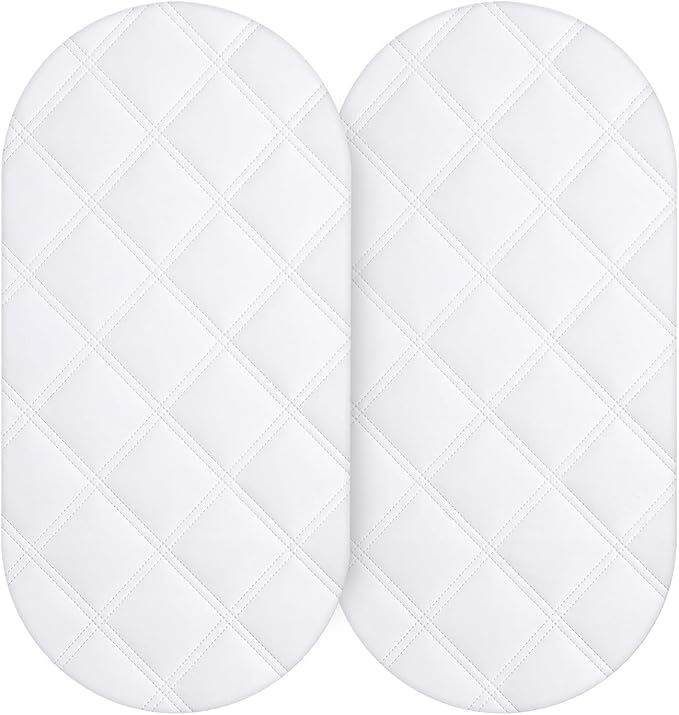 2x 100% Waterproof Moses Basket Mattress Protector – Pack of 2 (35 x 75cm) – Ultra-Soft, Absorbent & Breathable – Fitted Skirt – Leakproof TPU Layer – Machine Washable Baby Mattress Cover