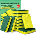 24 Pack Heavy Duty Washing Up Sponges, Multi-Purpose Kitchen Scrub Sponges for Efficient Stain Removal, Cellulose Scrub Sponge for Kitchen Pots, Bowls, Bathrooms, Tiles & Home Cleaning