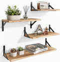 Floating Shelves for Wall Mounted Shelf, Kitchen Bedroom 4 Wooden Rustic Shelfs for Walls, Long Wood Shelving Display Book Picture Small Trinket, Room Living Room Office Bathroom Decor