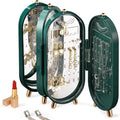 Folding Jewelry Stand,Jewelry Box With Mirror,High Capacity And Quality Gifts (Green)