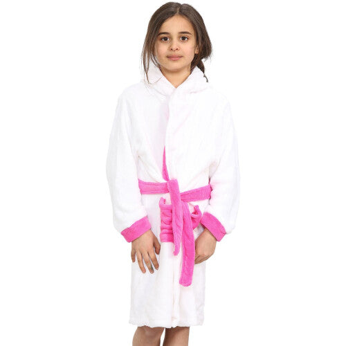 (13 Years, Pink & White) Girls Boys Bath Robe Animal Unicorn Dressing Gown 2-13