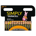 12 x Duracell Simply AAA Alkaline Batteries LR03 MN2400 Alkaline 1.5V Long Last