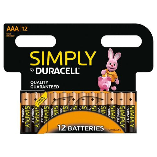 12 x Duracell Simply AAA Alkaline Batteries LR03 MN2400 Alkaline 1.5V Long Last