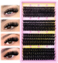 Fluffy Cluster Lashes Volume Cluster Eyelash Extension Fluffy Individual Lashes 80D 100D 120D 150D Lash Extension 284pcs D Curl Russian Lash Clusters by GVEFETIEE (10-18mm)