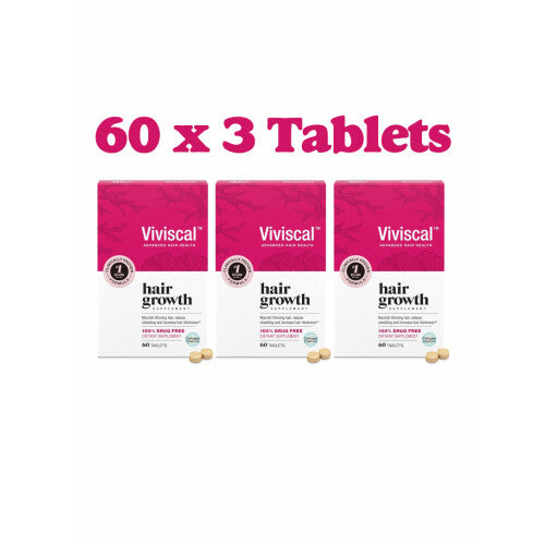 (PACK OF 3) Viviscal Hair Growth Supplements Collagen Complex Reduce Hair Fall, Increase Hair Thickness - 60 TABS