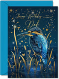 Beautiful Gold Birthday Cards for Dad - Wonderful Golden Kingfisher - Pretty Traditional Elegant Birthday Card for Dad from Son Daughter, A5 Father Gorgeous Greeting Cards Gift