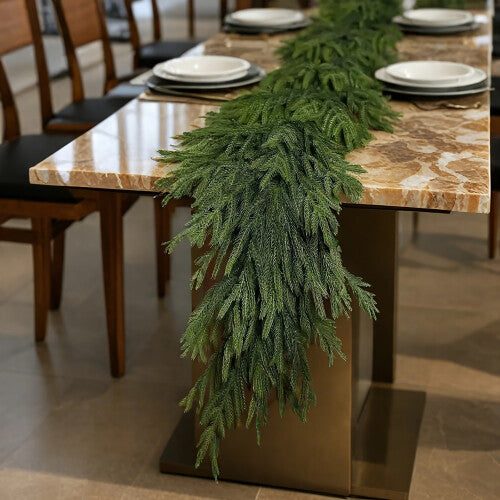 (1 Item) Lifelike Norfolk Pine Christmas Wreath - Artificial Green for Indoor/Outdoor Decor