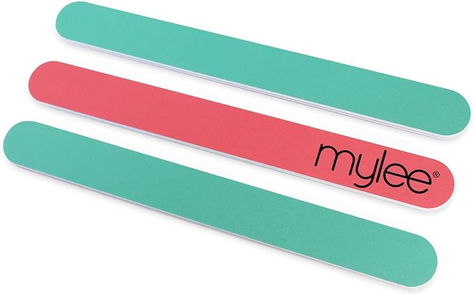Mylee Double-Sided Nail Files (Pack of 3) – Professional Manicure Prep Tool to Shape and Repair, 180/240 Grit to File and Contour, Suitable for Acrylic, Natural Nails and Gel Polish Removal