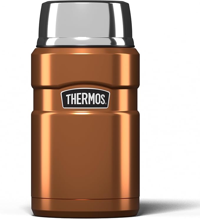 Thermos Stainless King Food Flask, 710ml Capacity - Sleek Multi- Purpose Flask for Daily Food Prep - Durable Stainless Steel with Classic Copper Finish - Ideal for On-the-Go Meals & Drinks