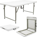 Harbour Housewares Rectangle Folding Trestle Table - 120cm (4ft) - White - Height Adjustable Outdoor Folding Table for Picnic, BBQ, Garden, Camping, Wedding