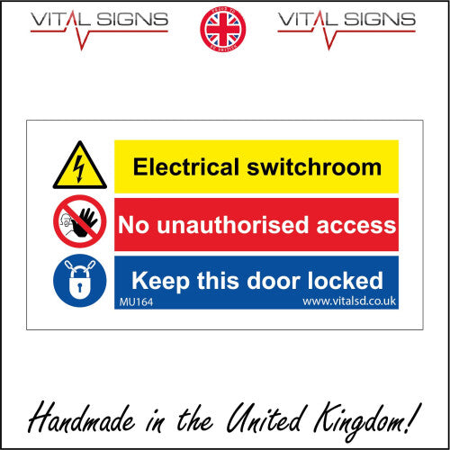 (200 x 100mm - 8 x 4, Sticker / Sav - White Background) ELECTRICAL SWITCHROOM ACCESS KEEP THIS DOOR LOCKED SIGN MU164 SAFETY STICKER