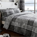 GC GAVENO CAVAILIA Checked Bedding Double Bed Set - Hypoallergenic Reversible Duvet Cover With Pillowcases - Comforter Cover Duvet Sets (200x200 cm) - Grey