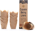 200pcs Natural Tulip Muffin Cases for Baking, Unbleached European Parchment Paper Tulip Cupcake Cases, Cupcake Wrapper for Party, Christmas