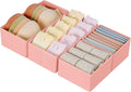 DIMJ Sock Drawer Dividers for Baby - 4 Pcs Underwear Organiser Drawer Organiser for Clothes, Storage Cubes for Socks,Bra,Tights,Non-Woven Fabric and CardBoard, Easy to Clean,Space-Saving(Pink)